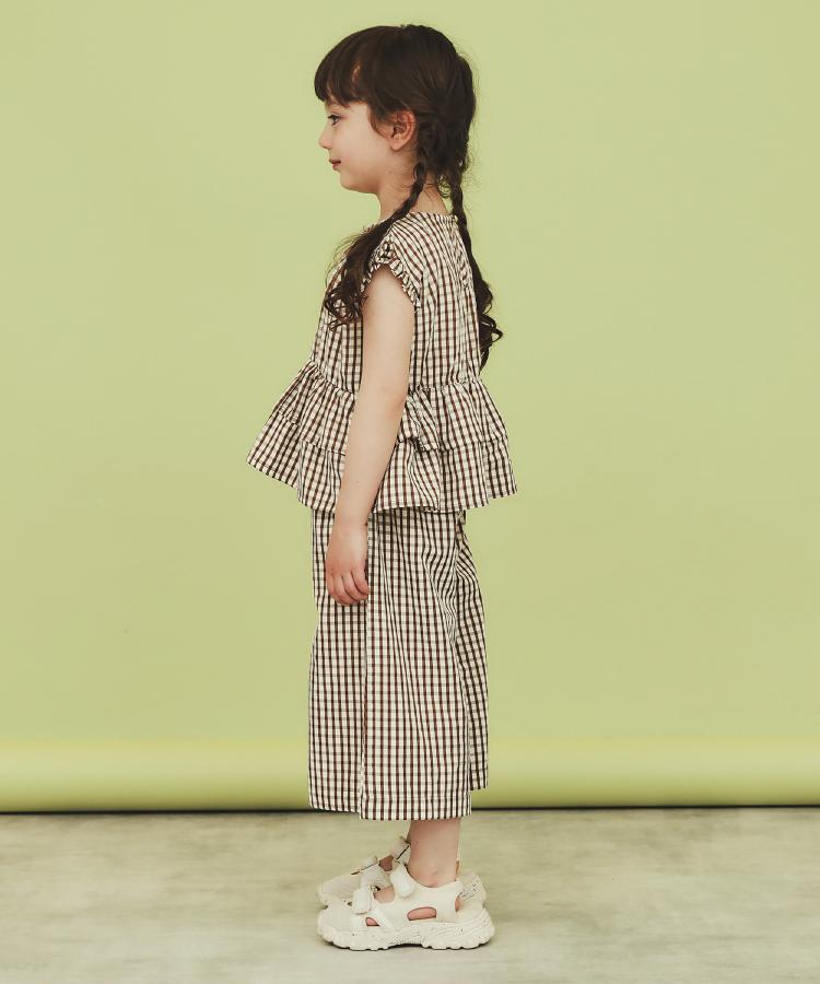 ザ ショップ ティーケー（キッズ）(THE SHOP TK(Kids))の【110-150】ギンガムチェックティアードブラウス/セットアップ可・洗濯機OK7
