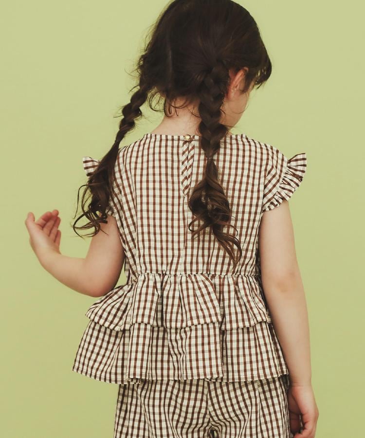 ザ ショップ ティーケー（キッズ）(THE SHOP TK(Kids))の【110-150】ギンガムチェックティアードブラウス/セットアップ可・洗濯機OK10