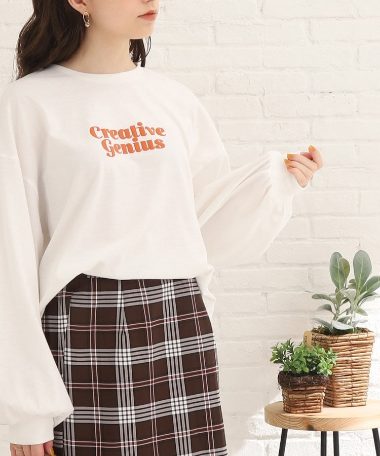 ◇【レトロ感が可愛い】英字ロゴぽわん袖ロンT(Tシャツ ◇【レトロ感が可愛い】英字ロゴぽわん袖ロンT(Tシャツ