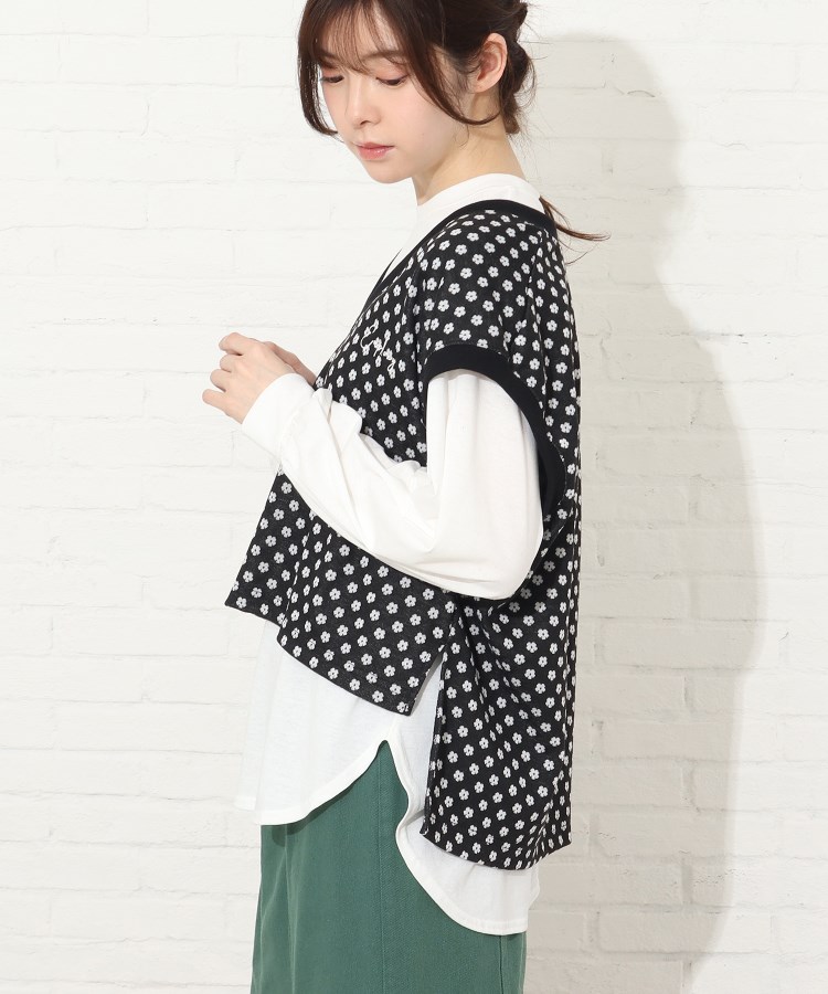 ◇【S-L/2点セット】ジャカードVネックベスト+ロンT(トップス ◇【S-L/2点セット】ジャカードVネックベスト+ロンT(トップス