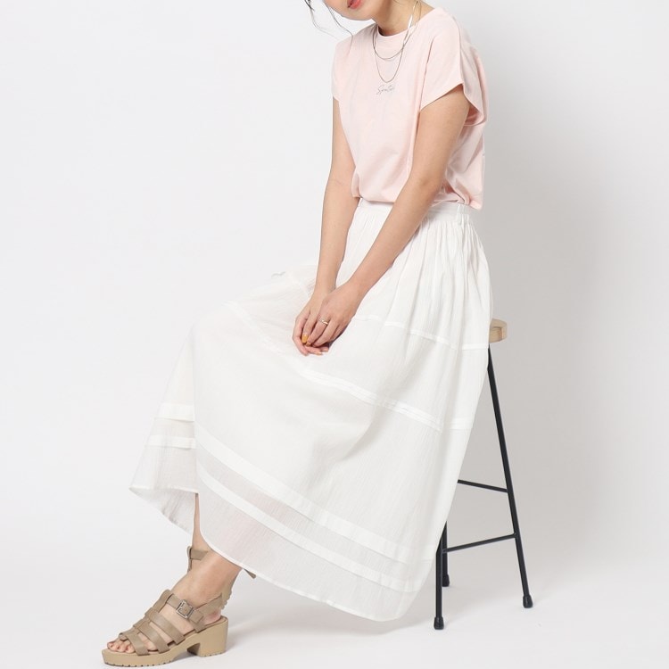 シューラルー(SHOO・LA・RUE/Cutie Blonde)のふんわり軽やか コットンティアードスカート マキシ・ロングスカート
