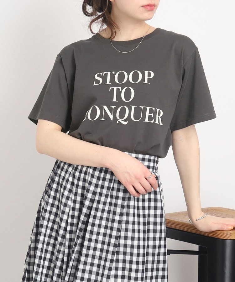 シューラルー(SHOO・LA・RUE/Cutie Blonde)の【接触冷感】シューアイス　プリントTシャツ チャコールグレー(114)