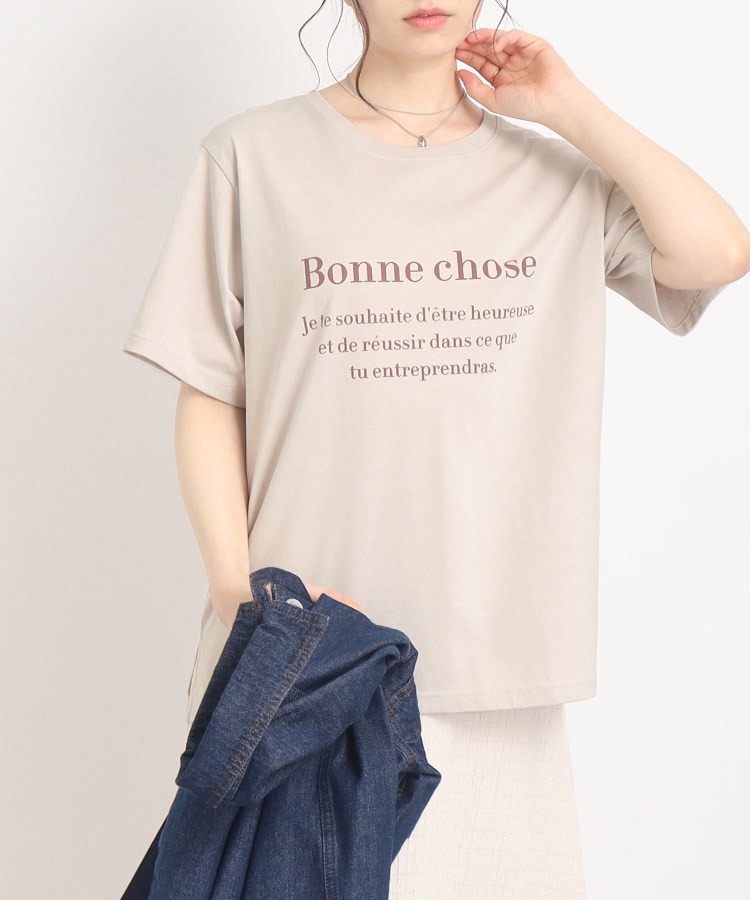 シューラルー(SHOO・LA・RUE/Cutie Blonde)の【接触冷感】シューアイス　プリントTシャツ ライトベージュ(151)