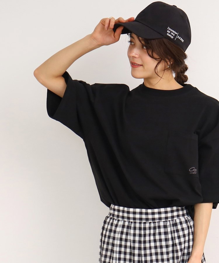 シューラルー(SHOO・LA・RUE/Cutie Blonde)の【USAコットン】ヘビロテしたくなる 胸ポケット刺繍BIG Tシャツ ブラック(019)