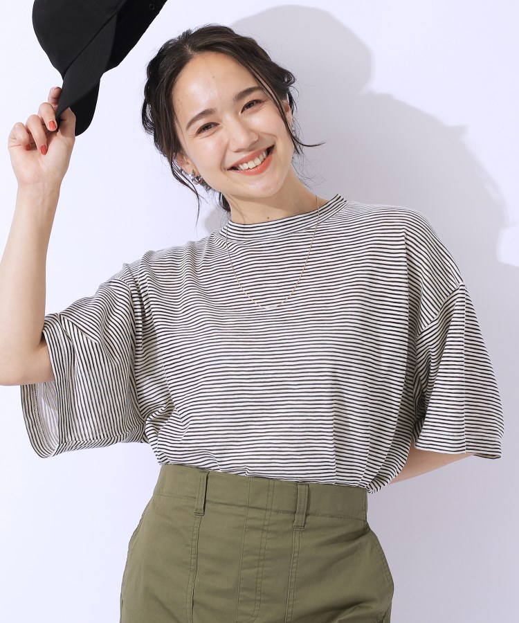 洗える】腕を出さずにこなれ見え スラブボーダーTシャツ(T 洗える】腕を出さずにこなれ見え スラブボーダーTシャツ(T