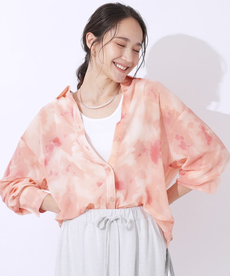 シューラルー(SHOO・LA・RUE/Cutie Blonde)の【洗える】大人の雰囲気を放つ　ぼかし柄シアーシャツ ピンク(172)