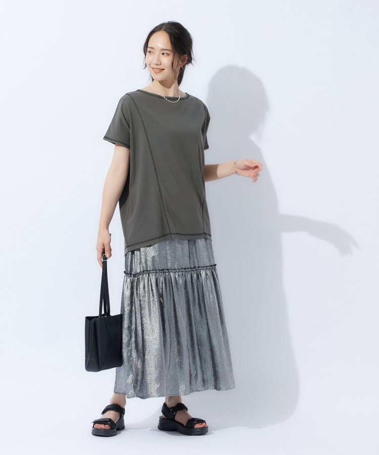 シューラルー(SHOO・LA・RUE/Cutie Blonde)の配色ステッチでこなれ見え ドルマンスリーブゆるTシャツ8