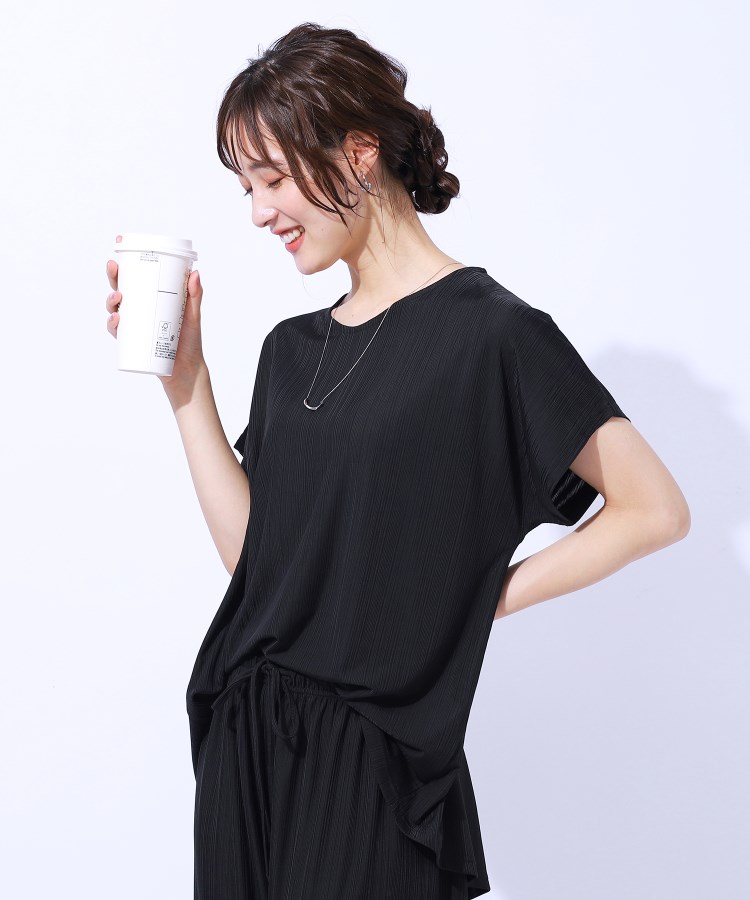シューラルー(SHOO・LA・RUE/Cutie Blonde)の【セットアップ可】フレンチスリーブTシャツ ブラック(019)