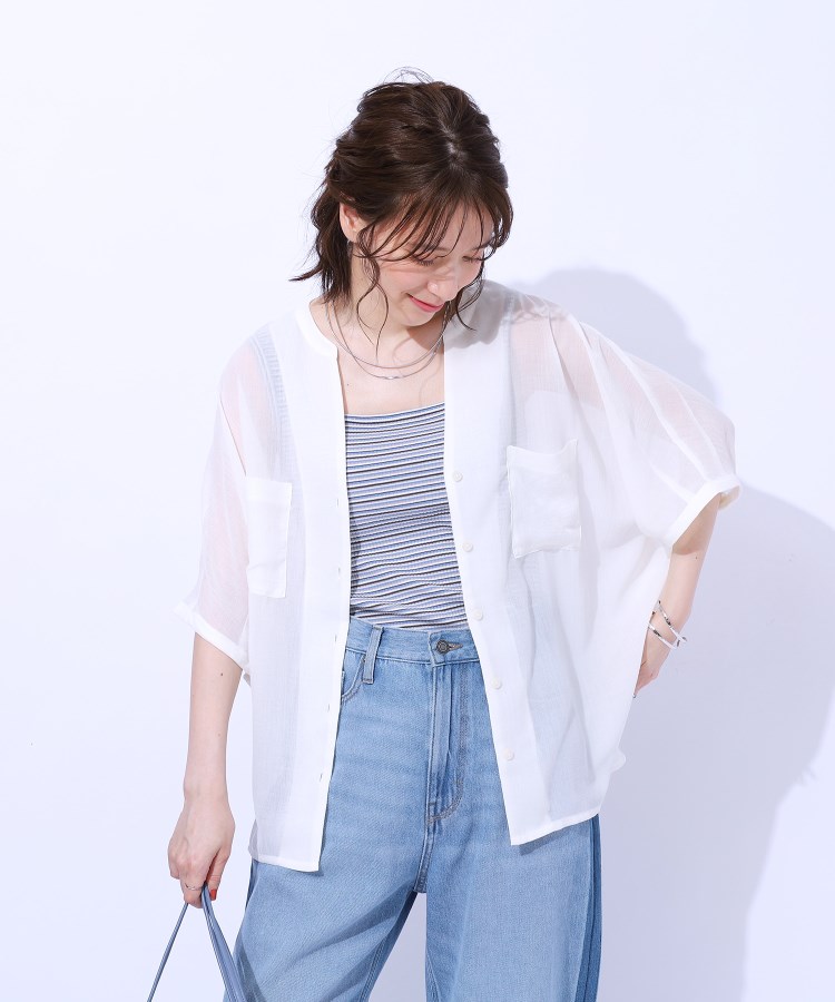 大人の透け感 ワッシャードルマンシャツ(シャツ・ブラウス 大人の透け感 ワッシャードルマンシャツ(シャツ・ブラウス