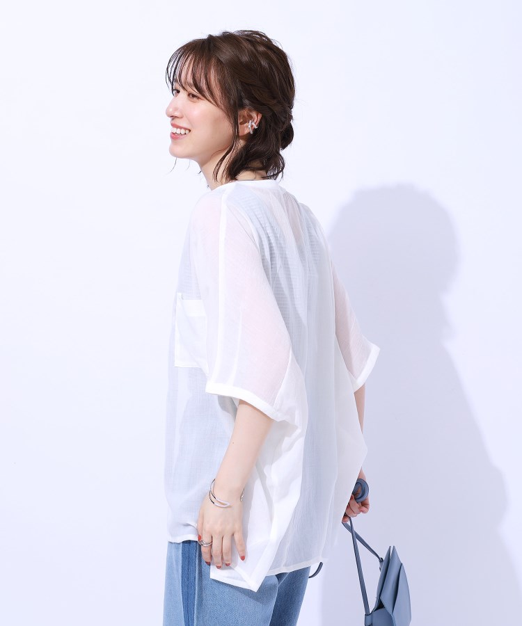 大人の透け感 ワッシャードルマンシャツ(シャツ・ブラウス 大人の透け感 ワッシャードルマンシャツ(シャツ・ブラウス