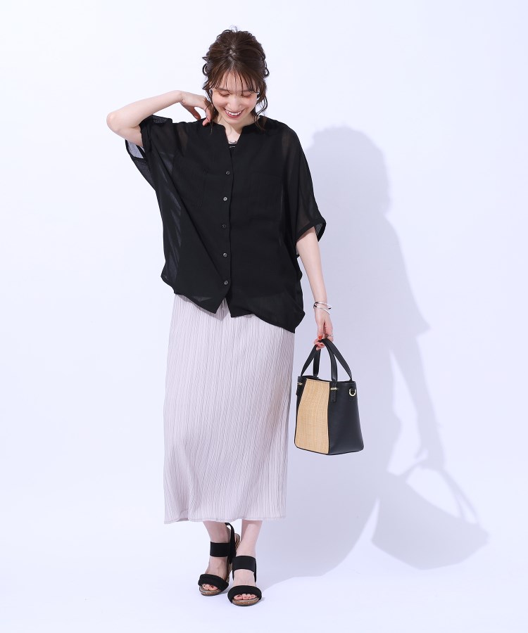 大人の透け感 ワッシャードルマンシャツ(シャツ・ブラウス 大人の透け感 ワッシャードルマンシャツ(シャツ・ブラウス