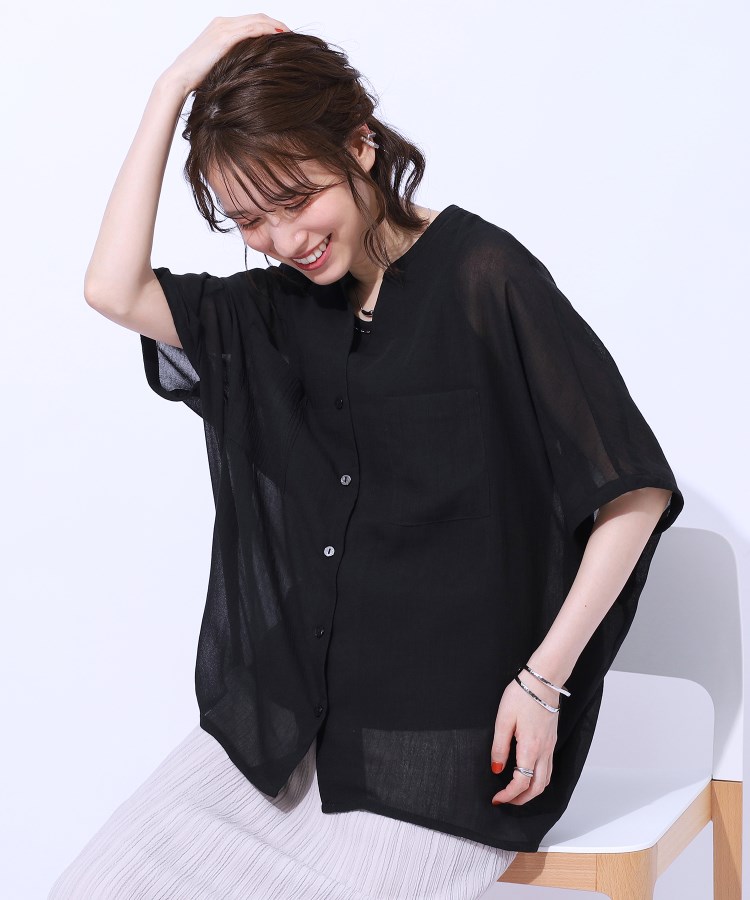 大人の透け感 ワッシャードルマンシャツ(シャツ・ブラウス 大人の透け感 ワッシャードルマンシャツ(シャツ・ブラウス