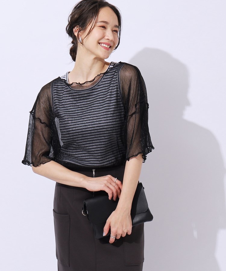 爆買い！ 2点セット】ラメシアーTOPS × ロゴTシャツ（トップス＋インナー トップス