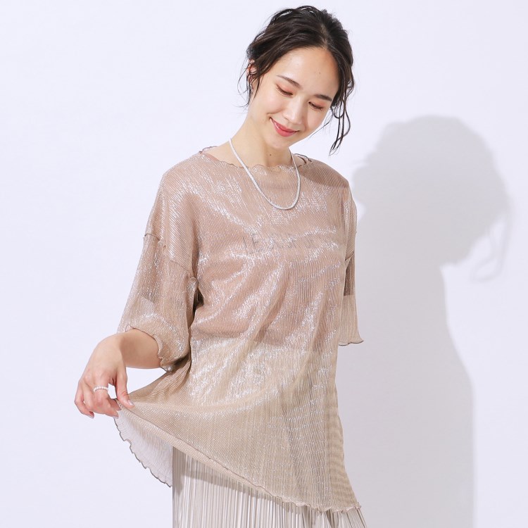 シューラルー(SHOO・LA・RUE/Cutie Blonde)の【2点セット】ラメシアーTOPS × ロゴTシャツ トップス＋インナーセット