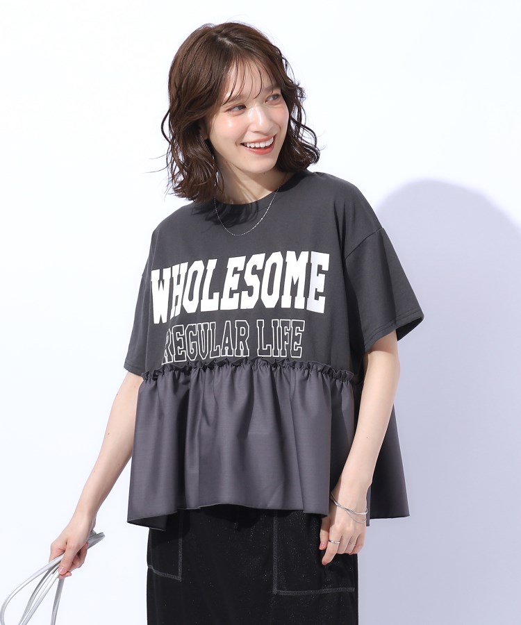 シューラルー(SHOO・LA・RUE/Cutie Blonde)の一枚でこなれ見え 裾フリル切り替えTシャツ5