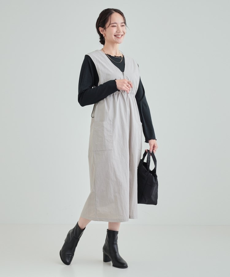 シューラルー(SHOO・LA・RUE/Cutie Blonde)のウエストが絞れる VネックナイロンZIPジャンスカ3