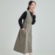 シューラルー(SHOO・LA・RUE/Cutie Blonde)のウエストが絞れる VネックナイロンZIPジャンスカ カーキ(027)