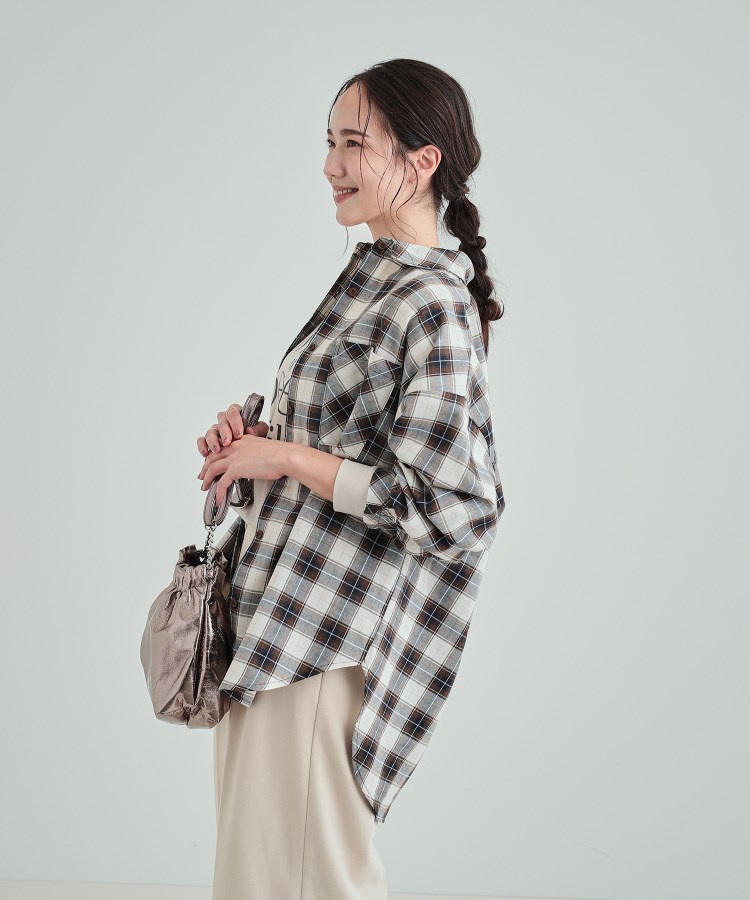 洗える】レトロカジュアルなチェック柄BIGシャツ(シャツ 洗える】レトロカジュアルなチェック柄BIGシャツ(シャツ