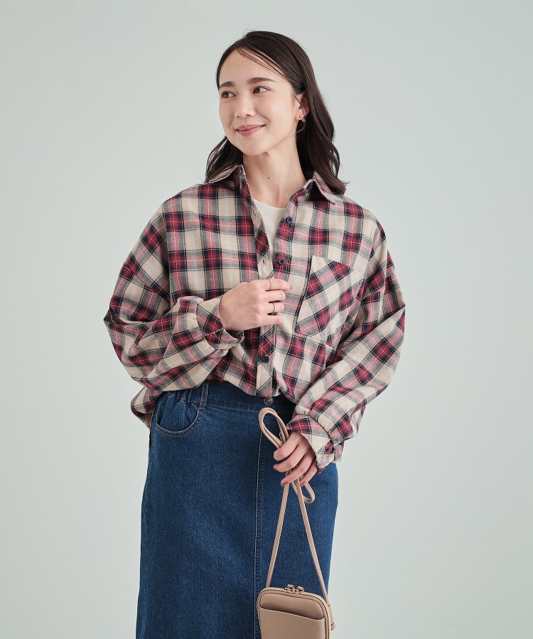 洗える】レトロカジュアルなチェック柄BIGシャツ(シャツ 洗える】レトロカジュアルなチェック柄BIGシャツ(シャツ