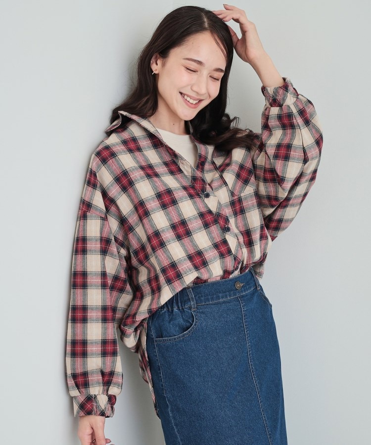 洗える】レトロカジュアルなチェック柄BIGシャツ(シャツ 洗える】レトロカジュアルなチェック柄BIGシャツ(シャツ