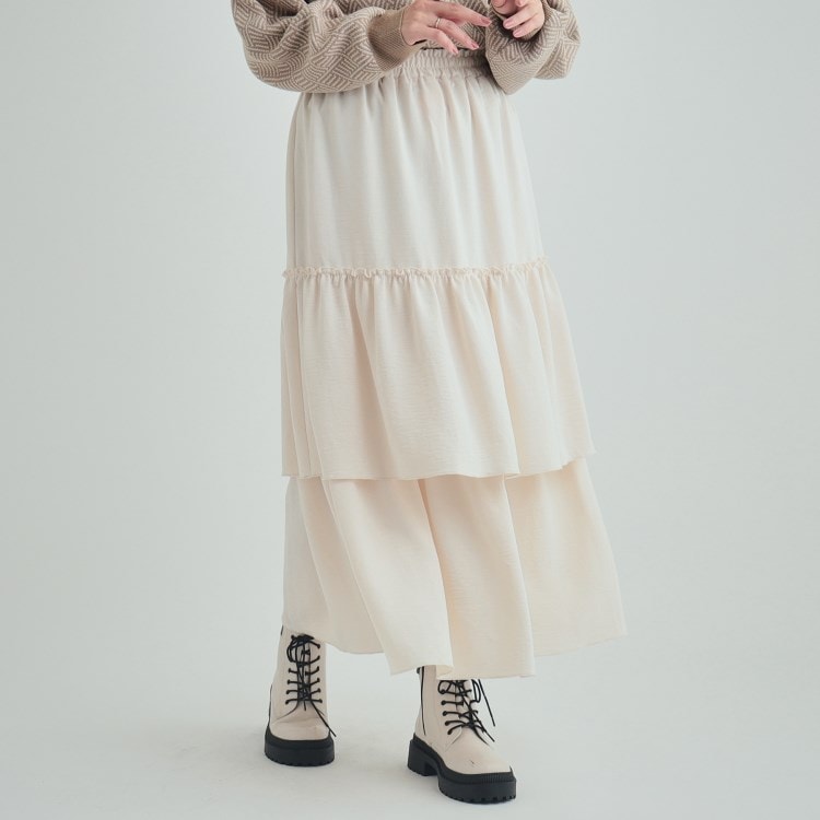 シューラルー(SHOO・LA・RUE/Cutie Blonde)の一枚で華やかに ティアードスカート マキシ・ロングスカート