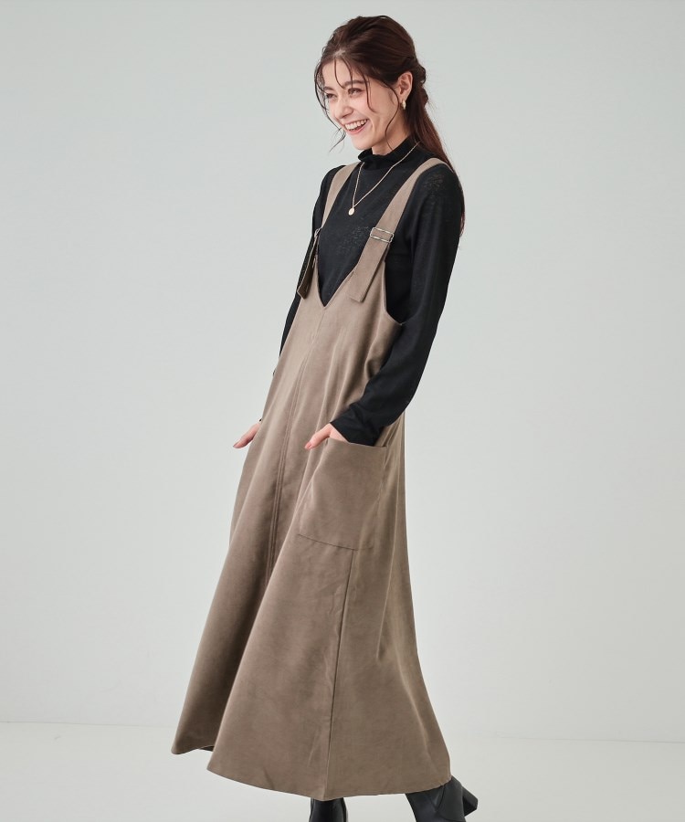体型カバー】Vネックジャンスカ(マキシ・ロングワンピース 体型カバー】Vネックジャンスカ(マキシ・ロングワンピース