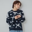 シューラルー(SHOO・LA・RUE/Cutie Blonde)の【S-LL】大人レトロな デイジー柄 モールニット ネイビー(794)