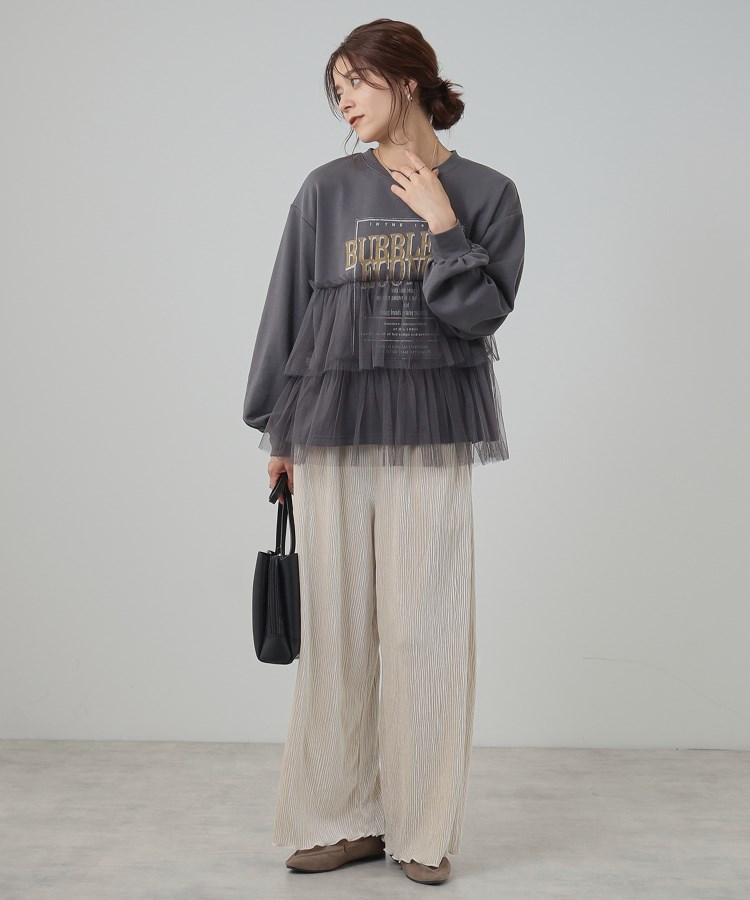 シューラルー(SHOO・LA・RUE/Cutie Blonde)の【S-LL】一枚でサマになる チュールドッキング ロゴスウェット7