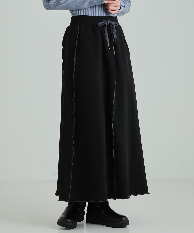 シューラルー(SHOO・LA・RUE/Cutie Blonde)の【セットアップ可/あったか裏起毛】配色メロウ ロングスカート1