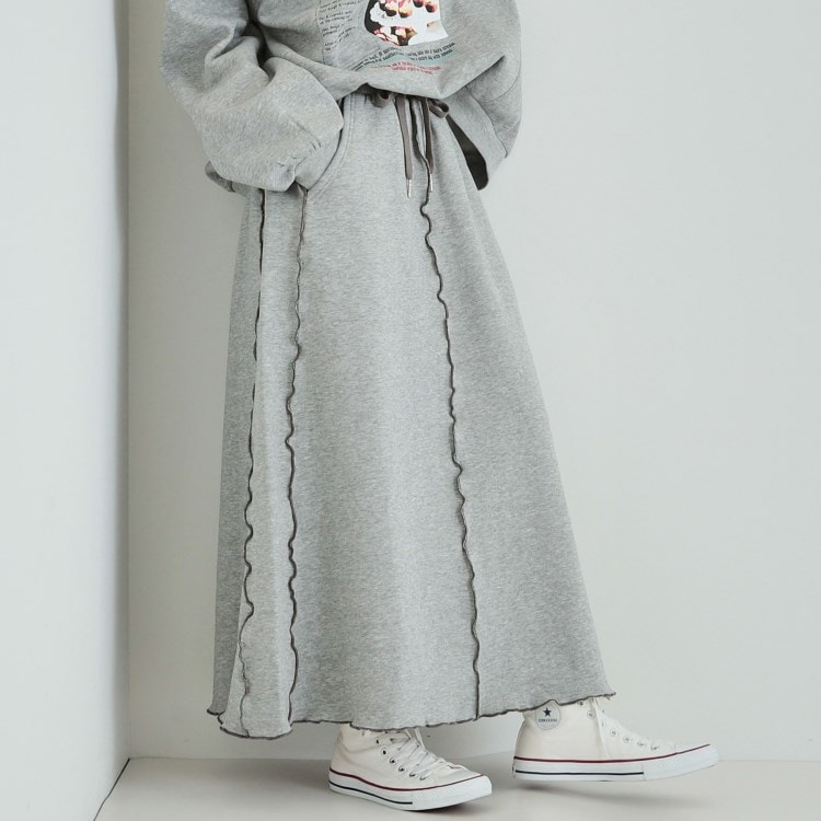 シューラルー(SHOO・LA・RUE/Cutie Blonde)の【セットアップ可/あったか裏起毛】配色メロウ ロングスカート マキシ・ロングスカート