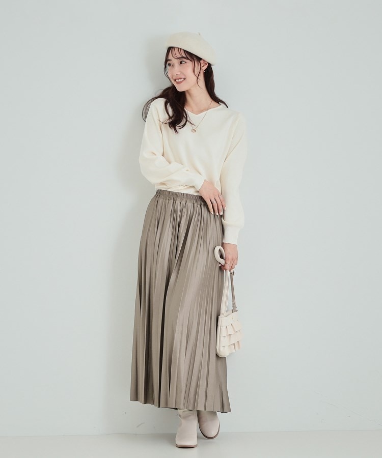 微光沢で華やか レザー調プリーツスカート(マキシ・ロング 微光沢で華やか レザー調プリーツスカート(マキシ・ロング