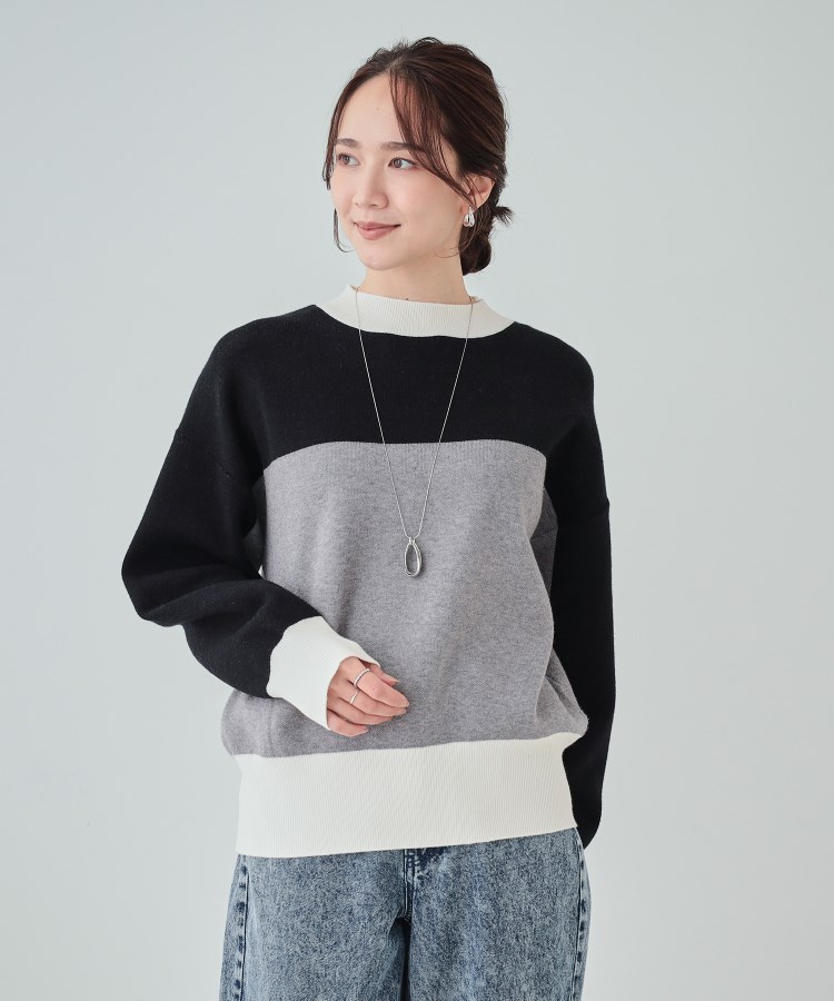 シューラルー(SHOO・LA・RUE/Cutie Blonde)の【S-LL】首元あったか レトロカラーブロッキングニット5