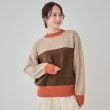 シューラルー(SHOO・LA・RUE/Cutie Blonde)の【S-LL】首元あったか レトロカラーブロッキングニット ベージュ(552)