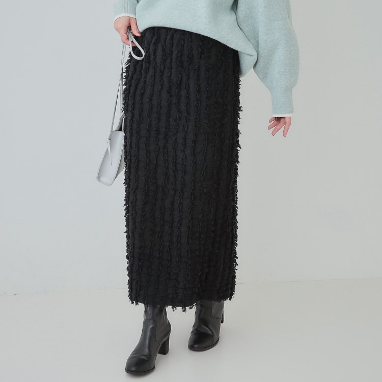 シューラルー(SHOO・LA・RUE/Cutie Blonde)の【洗える】コーデのアクセントに シャーリングフリンジナロースカート マキシ・ロングスカート