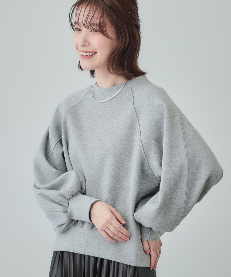 シューラルー(SHOO・LA・RUE/Cutie Blonde)の【洗える/S-LL/SHOO WARM】ラグランあったか裏起毛スウェット ライトグレー(011)