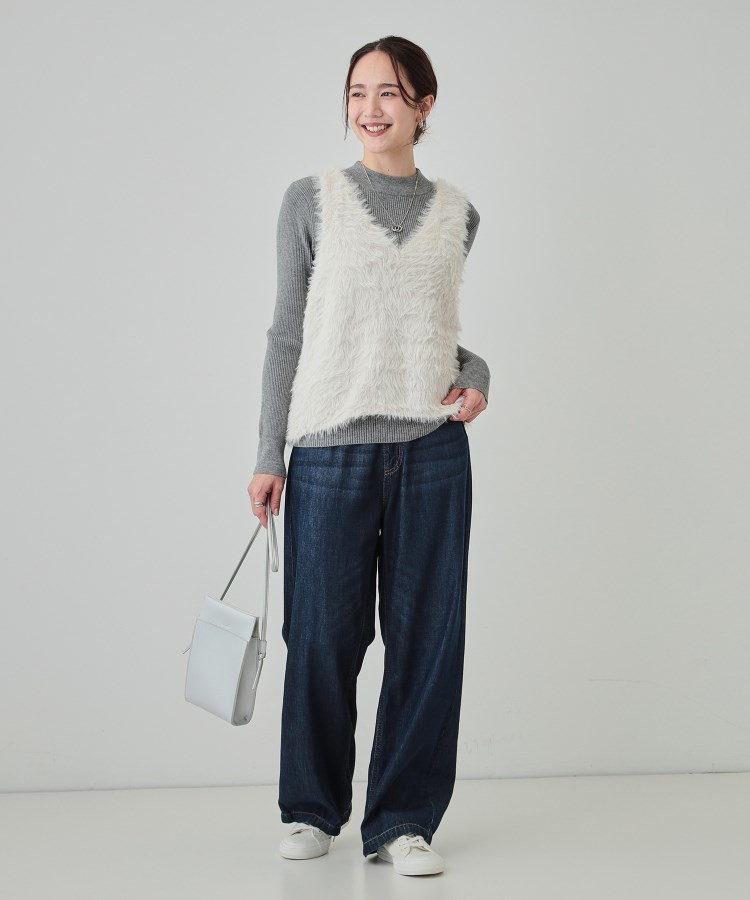 シューラルー(SHOO・LA・RUE/Cutie Blonde)の【S-LL/2点セット】大人のフェミニンカジュアルに　フェザー調ベスト+リブニット11