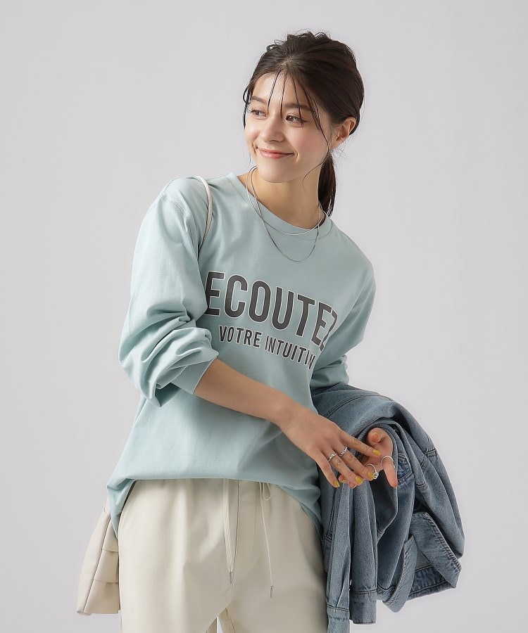 シューラルー(SHOO・LA・RUE/Cutie Blonde)の【ロングシーズン活躍する】パフスリーブプリントロンT ミントグリーン(421)