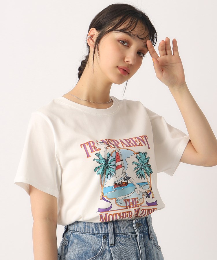 シューラルー(SHOO・LA・RUE/Cutie Blonde)の【洗える】コンパクト プリントTシャツ ホワイト(202)