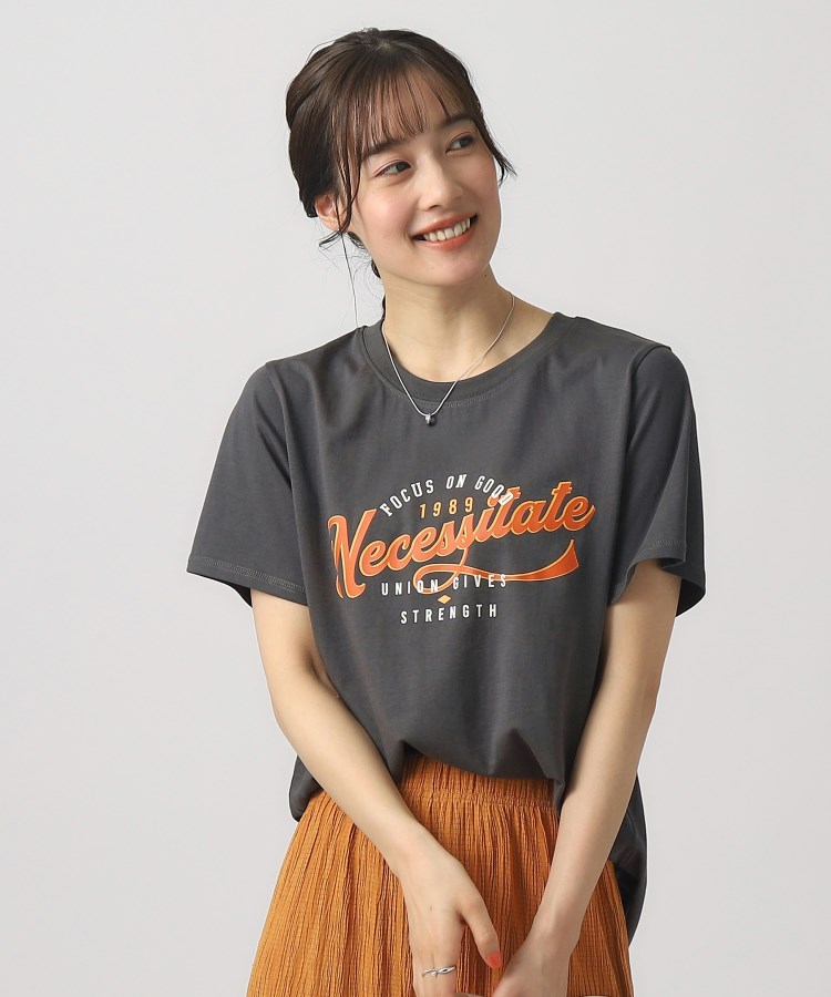 シューラルー(SHOO・LA・RUE/Cutie Blonde)の【洗える】コンパクト プリントTシャツ チャコールグレー(714)