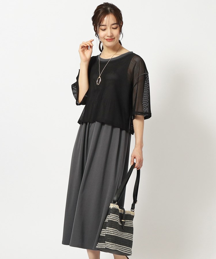 2点セット】メッシュトップス+タンクワンピースセット(マキシ 2点セット】メッシュトップス+タンクワンピースセット(マキシ