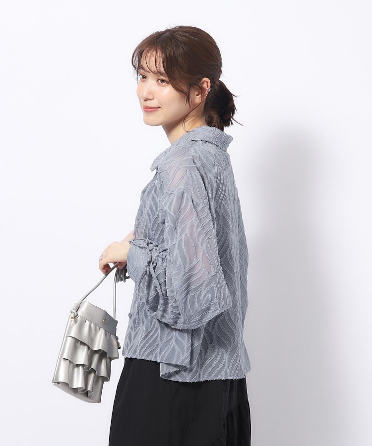 シャーリング柄シアーシャツブラウス(シャツ・ブラウス シャーリング柄シアーシャツブラウス(シャツ・ブラウス