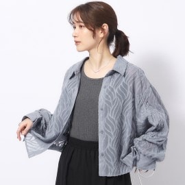 シューラルー(SHOO・LA・RUE/Cutie Blonde)のシャーリング柄シアーシャツブラウス