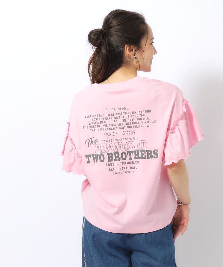 綿100%】フリルスリーブ プリントTシャツ(Tシャツ) | SHOO 綿100%】フリルスリーブ プリントTシャツ(Tシャツ) | SHOO