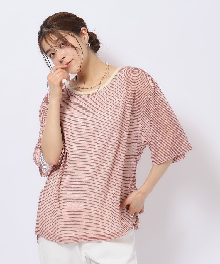 2点セット】シアーボーダートップス×タンクトップ(トップス+ 2点セット】シアーボーダートップス×タンクトップ(トップス+