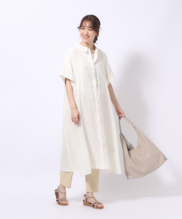 シアーギンガムチェック シャツワンピース(マキシ・ロング シアーギンガムチェック シャツワンピース(マキシ・ロング