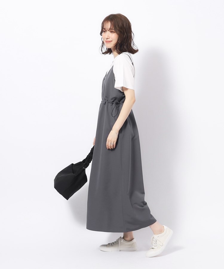 シルエットが変えられる フロントZIP ドロストキャミワンピース シルエットが変えられる フロントZIP ドロストキャミワンピース