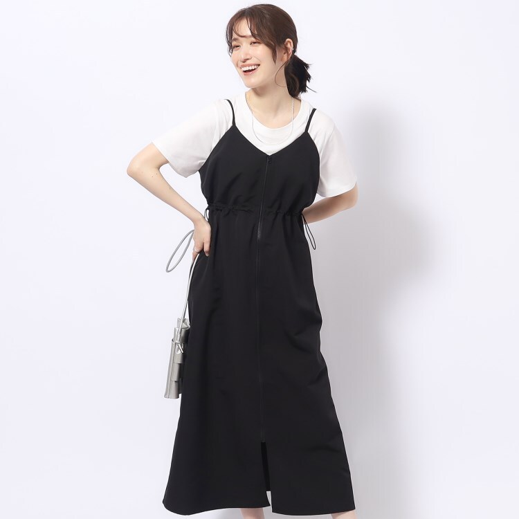 シューラルー(SHOO・LA・RUE/Cutie Blonde)のシルエットが変えられる フロントZIP ドロストキャミワンピース キャミワンピース