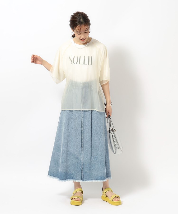 上品なシアー感 ロゴプリントTシャツ(カットソー) | SHOO・LA 上品なシアー感 ロゴプリントTシャツ(カットソー) | SHOO・LA