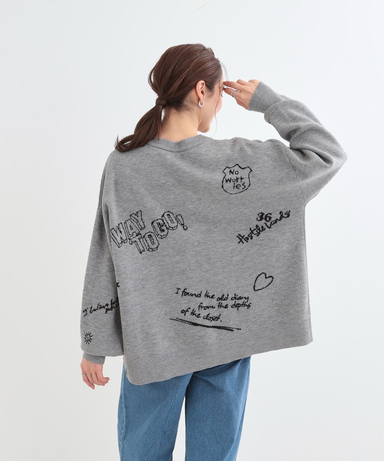 S-LL/体型カバー】刺繍アソート Vネック ゆるニットカーディガン S-LL/体型カバー】刺繍アソート Vネック ゆるニットカーディガン