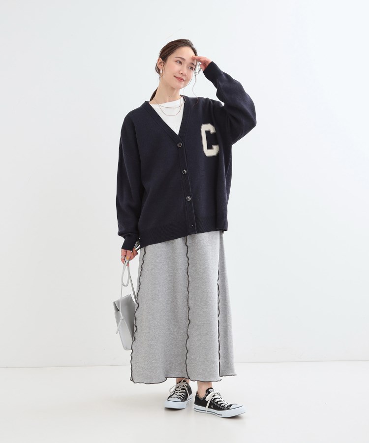 S-LL/体型カバー】刺繍アソート Vネック ゆるニットカーディガン S-LL/体型カバー】刺繍アソート Vネック ゆるニットカーディガン